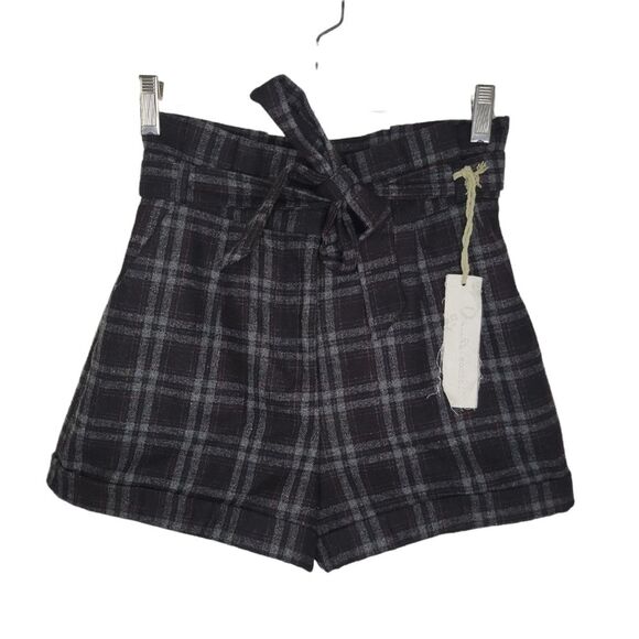 Blossom & Clover plaid wool blend paper bag shorts Nwt size 0 - Picture 1 of 2